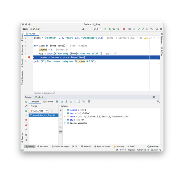 استخدام مصحح الأخطاء البرمجية المرئي في PyCharm للتعامل مع الأخطاء والثغرات