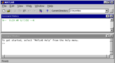 سطح المكتب بعد نقل نافذة "سجل الأوامر" Command History أعلى "نافذة الأوامر" Command Window